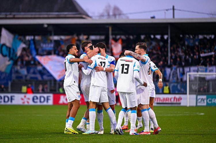La joie des joueurs de l'Olympique de Marseille.