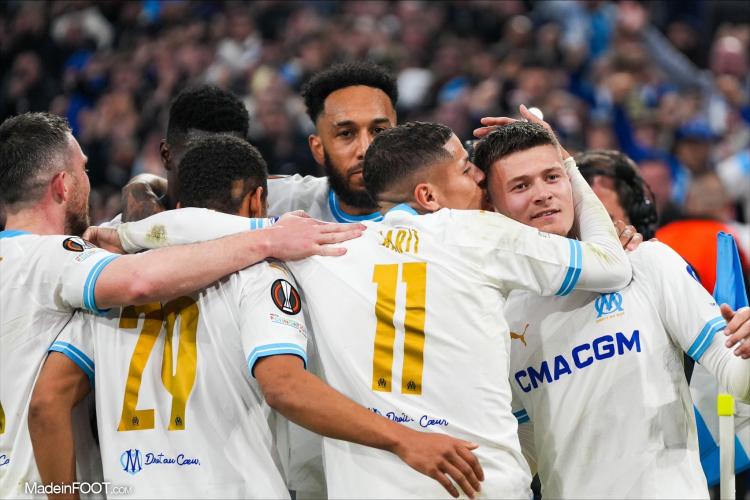 La joie de l'OM, ici face au Villarreal CF.