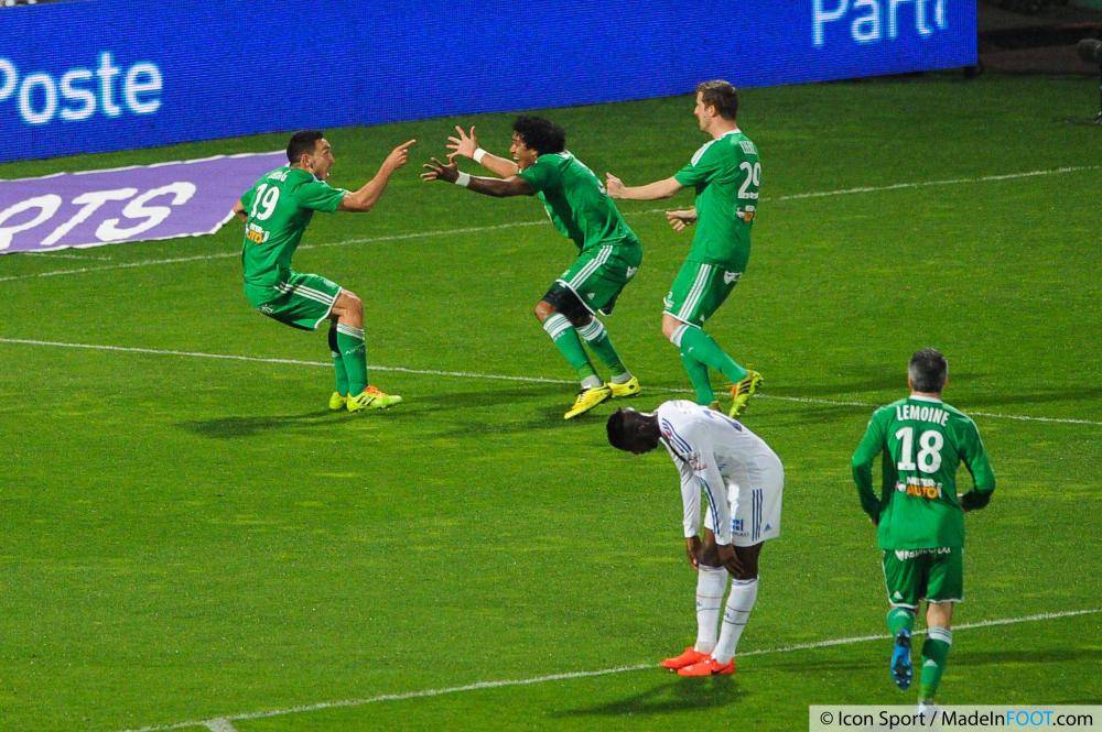 La joie des stéphanois après l'ouverture du score d'Erding face à l'OL