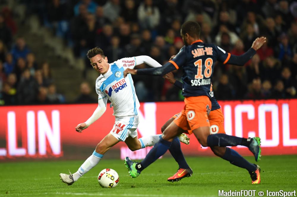 L'attaquant de l'OM, Florian Thauvin, face à Montpellier 