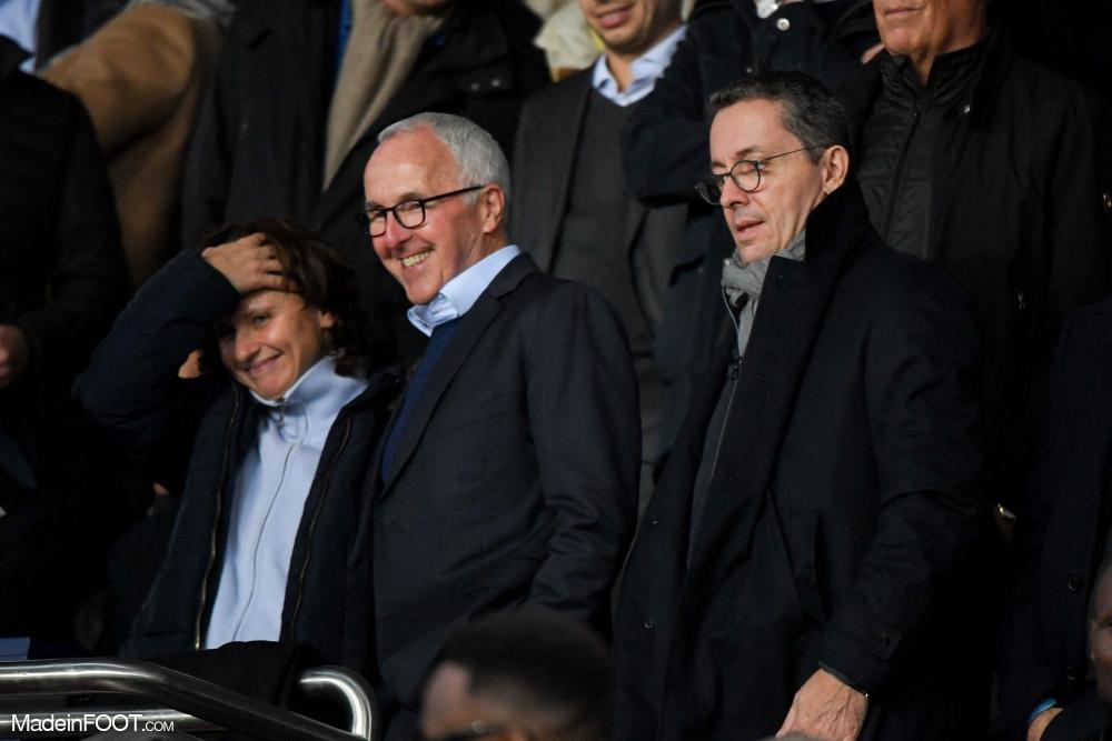 Frank McCourt, le propriétaire de l'Olympique de Marseille, ici aux côtés de Jacques-Henri Eyraud (président).
