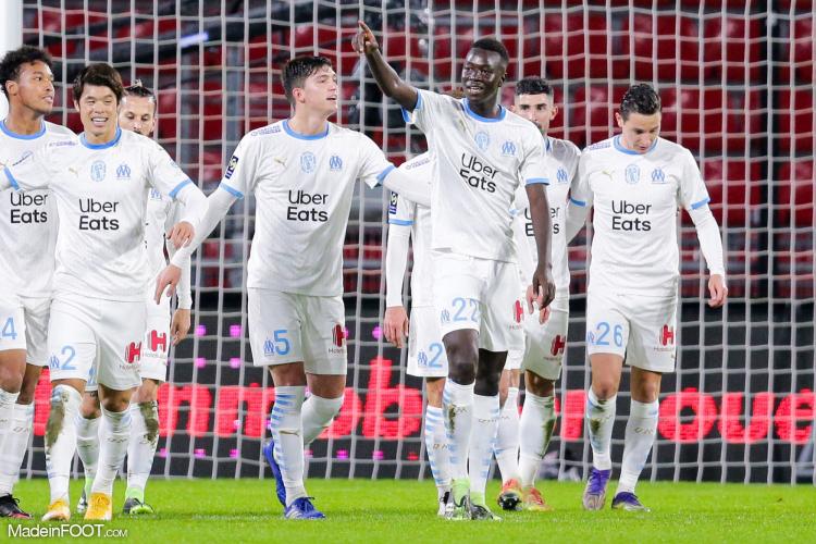 Les joueurs de l'OM célébrant un but