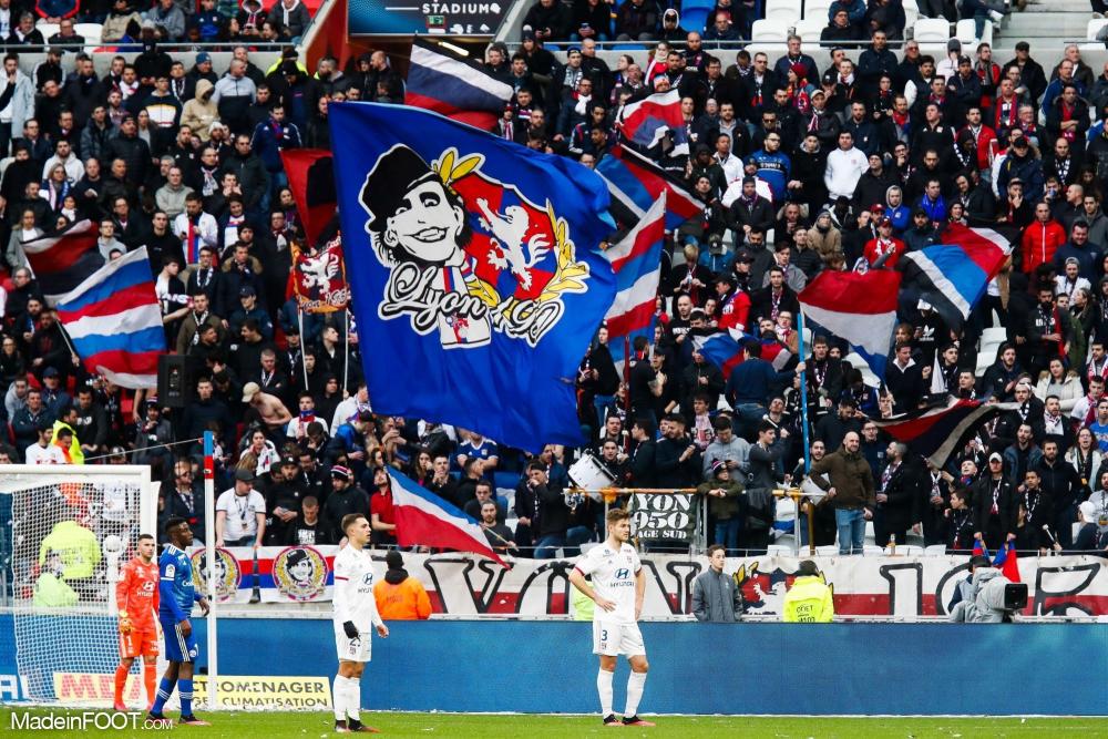 Les supporters de l'Olympique Lyonnais, ici au Groupama Stadium, lors de la réception du RC Strasbourg Alsace.