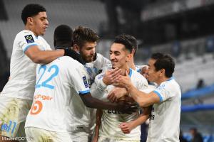 Les joueurs marseillais célébrant leur but