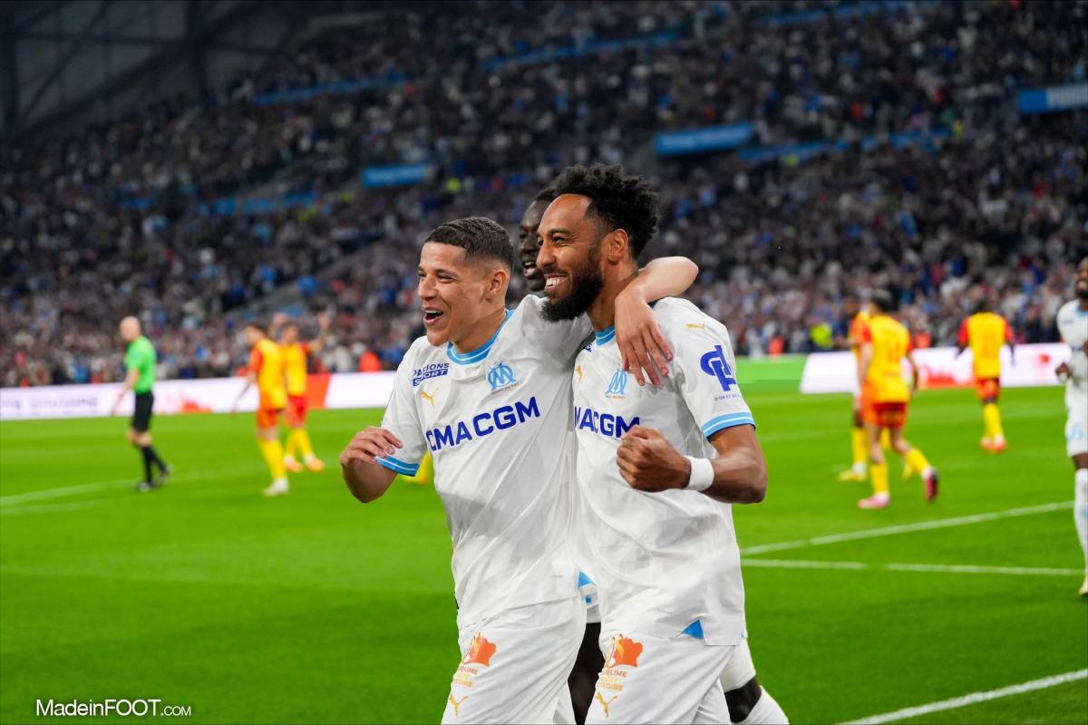 La joie d'Amine Harit et de Pierre-Emerick Aubameyang.