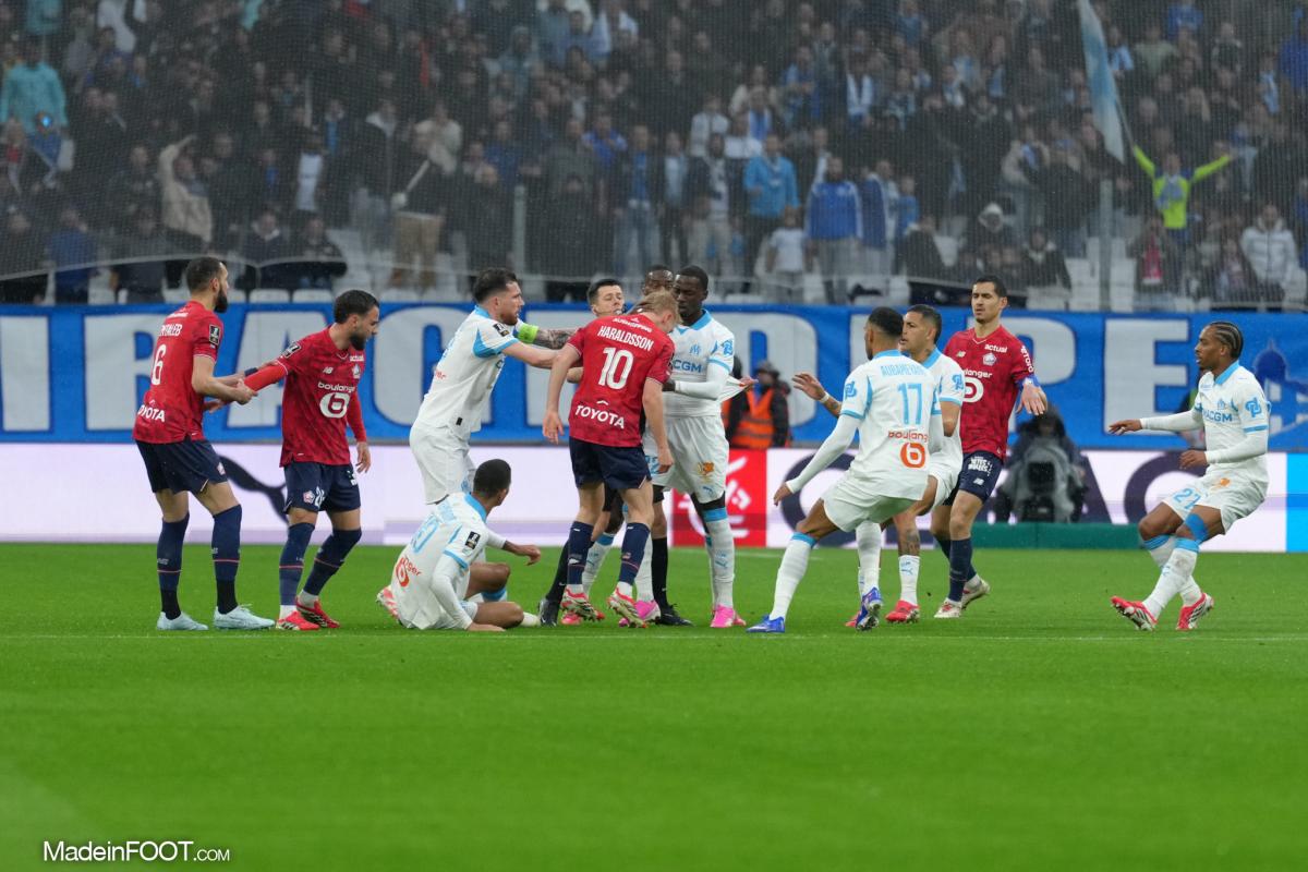 Altercation entre joueurs de l'OM et du LOSC. 