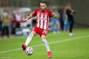 Mathieu Valbuena avec l'Olympiakos lors de la Ligue des Champions 2020-2021